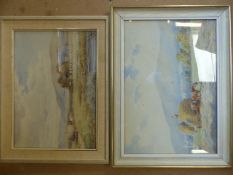 Two J B Noel watercolours of countryside scenes all signed and framed