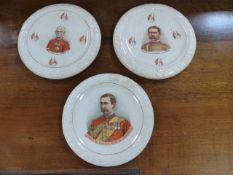 Three Staffordshire Wall plaques depicting Field Marshal Lord Roberts V.C, General Lord Kitchener of