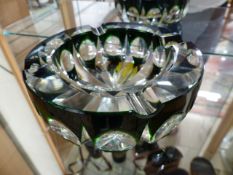 St Louis french green and clear glass ashtray