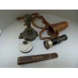 A surveying Telemeter by J H Steward no 471 in leather carry case, along with one other piece by the