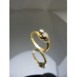 18ct Gold ring with three Diamond ring crossover