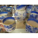 Small collection of Spode tea cans and milk jug - Willow Pattern