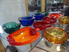 Five glass ashtrays's to include Whitefriars