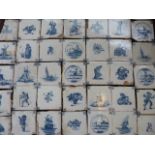 Collection of handpainted Delft Tiles. Most tiles damaged but still intact approx 45