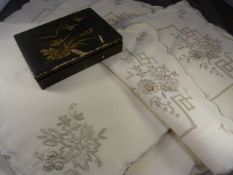 Collection of vintage Linen - eight table mats and eight napkins