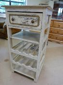 Modern painted side table with wine rack beneath