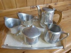 Picquot Ware tea service on original tray with handles