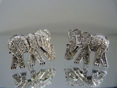 Elephant Diamond cufflinks on 14ct white gold