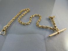 Unmarked yellow gold metal Albert on chain 39.5cm long - Total weight 26.8