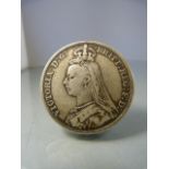 VICTORIA. CROWN, 1890. Obv: Jubilee bust left. Rev: St George and Dragon.