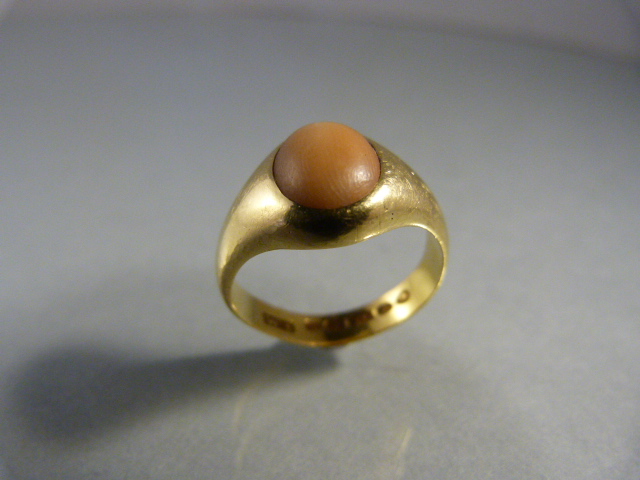 22ct Gold Victorian (Birmingham 1878? Hallmark) ‘Pinkie’ ring approx: 12.25mm wide at the head. - Image 2 of 2