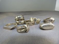 Eight various silver rings