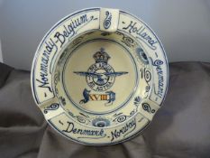 Delft - Ivora, Gouda Holland Ashtray - various countries marked to Rim with an eagle Motif to centre