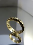 9ct White and Yellow Gold eternity Ring with leaves and heart decoration set with Synthetic