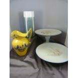 Pinder Bourne & Co Burslem cake stand with small chip to rim and one other taller one. Also to