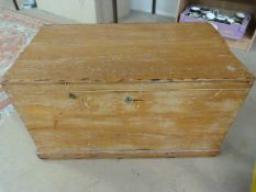 Antique pine blanket box with handles to sides