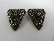 Pair of Silver Marcasite dress clips approx 27.4mm long x 23mm across