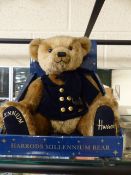 Harrod's millenium Bear in original blue box - in a blue waistcoat - no tags