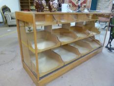 Light oak framed Haberdashery counter with 12 fitted drawers