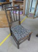 Oak bobbin turned nursing/bedroom chair with shaped seat