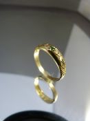 9ct Gold Emerald and Diamond Gypsy ring with three small emeralds and two tiny diamonds UK - S USA -