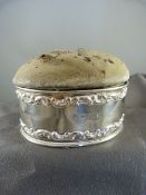 Hallmarked silver pin cushion in the form of a trinket pot. Hallmarked Birmingham 1905 - Cushion