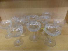 11 various c1900 cocktail glasses all with different patterned etching