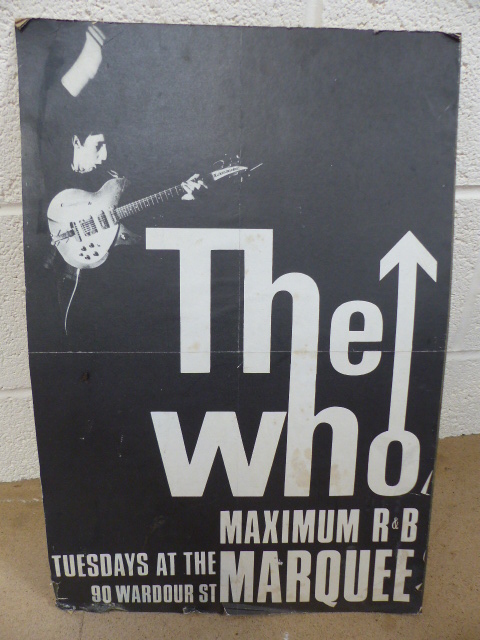 The Who original poster (folded) 'Tuesdays and the Marquee 9 Wardour Street 38cm x 57cm