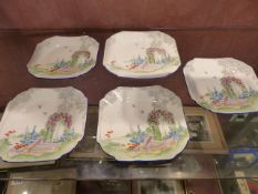 Shelley plates in the Queen Anne design decorated in the Cottage Garden pattern RD723404 pattern