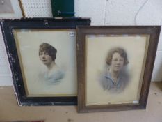 Two watercolour drawings of a lady