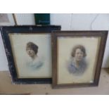 Two watercolour drawings of a lady