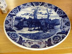 Large blue and white transfer Delft plate