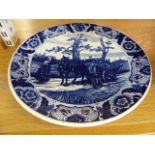 Large blue and white transfer Delft plate