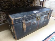 Large leather bound trunk