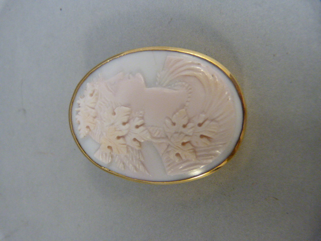 Victorian Angel Coral cameo brooch in 18ct Gold (depicting Goddess) approx 40mm x 31mm across - Image 3 of 10