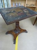 Pedestal occasional table with crusted top and decoration