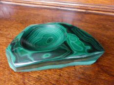 Malachite rock in the form of a pin tray - highly polished