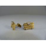 18ct gold rectangular cufflinks with embedded diamonds