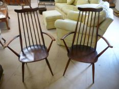 Pair of Ercol chairs in darkwood
