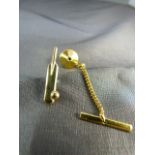 9ct gold cricket bat and ball tie tack