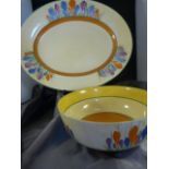 CLARICE CLIFF - from the Bizarre collection crocus pattern. Bowl with brown yellow and green banding