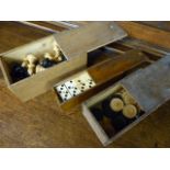 Three vintage games - dominoes, checkers, and chess