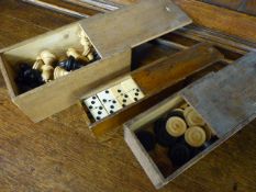 Three vintage games - dominoes, checkers, and chess