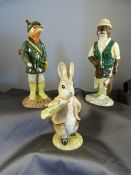 Three boxed Beswick figures - The Huntsman Fox, The fisherman Otter and 'Ben ate a Lettuce'