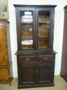 Darkwood dresser with glassbookcase over