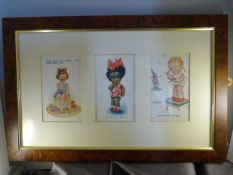 Three vintage framed postcards of children