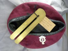 British paratroopers beret with medical corps badge plus a button cleaner
