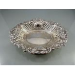 London Hallmarked silver Bon Bon dish with repousse decoration by A Chick & Sons Ltd 1961. Total