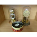 Pair of Skeleton clocks - Kieninger mantle clock under glass dome 'Jewels unadjusted' Made in
