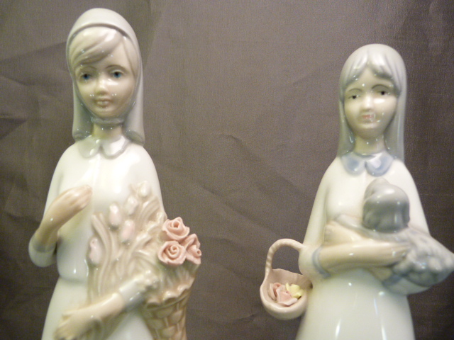 Pair of Lladro style figures of ladies, Two Royal Crown Derby - two handled cups commissioned by - Image 10 of 11